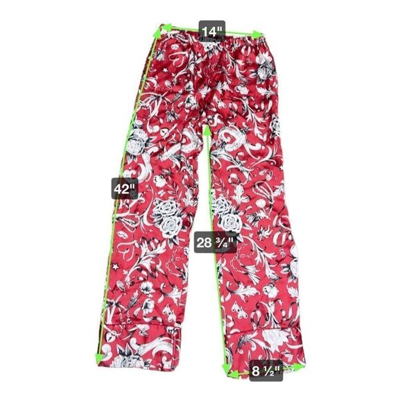 Victoria's Secret Red Black Cherry Satin Asian Wrap Top And Pants Pajama Set S - Picture 9 of 11